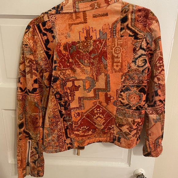 Anthropologie Tapestry Cropped Velvet Moto Jacket - Picture 12 of 12